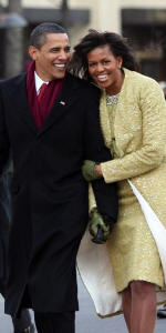 President and Mrs. Obama at the inagural parade